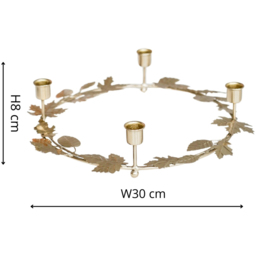 Ivyline Gold Autumn Wreath Round Candle Holder Centrepiece - thumbnail 4