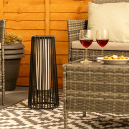 ValueLight Rattan Black Small Solar Floor Lamp - thumbnail 4