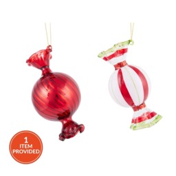 Single Candy Cane Lane Glass Sweetie Christmas Tree Decoration in Assorted styles - thumbnail 1
