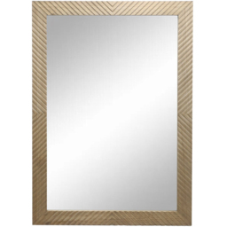 Brown Geometric Carved Wooden Lean To Mirror 160 x 110cm