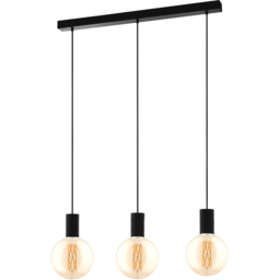 EGLO POZUETA Black Linear 3 Light Pendant