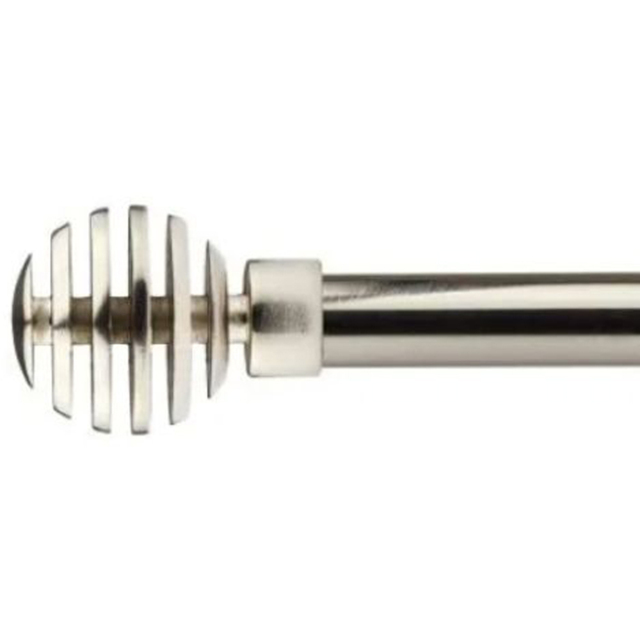 New Edge Blinds Geneva Brushed Silver Extendable Eyelet Metal Curtain Pole Set 160-300cm - image 1