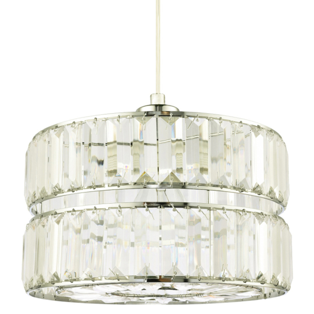 Happy Homewares 2 Tier Easy Fit Pendant Shade with Clear Acrylic Prism Rows - image 1