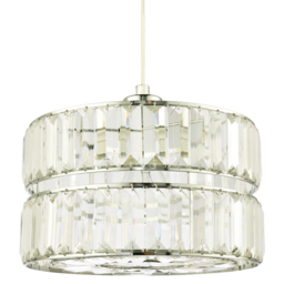 Happy Homewares 2 Tier Easy Fit Pendant Shade with Clear Acrylic Prism Rows