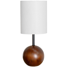 ValueLights Brandon White and Dark Walnut Wood Tall Table Lamp