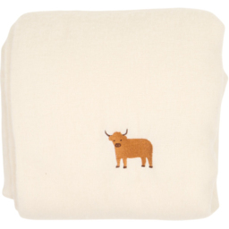 Highland Cow Embroidered Mohair Throw Neutral - thumbnail 1