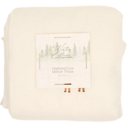 Highland Cow Embroidered Mohair Throw Neutral - thumbnail 3