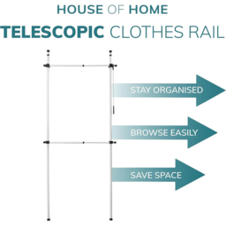 House of Home 2 Tier Telescopic Hanging Rail Adjustable Black Wardrobe - thumbnail 3