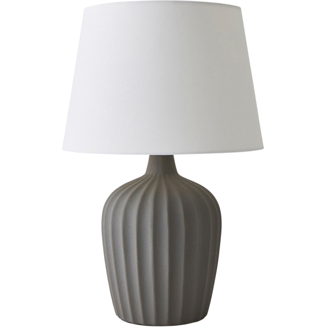 ValueLights Serena Natural Tapered Linen Shade Ribbed Ceramic Grey Table Lamp - image 1