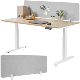tectake Noisy Grey Sound Absorbing Plastic Desk Divider 130 x 40cm - thumbnail 2