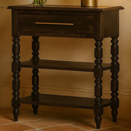 Artisan Furniture Heritage Black Single Drawer 2 Shelf Solid Wood Turned-Leg Side Table - thumbnail 1