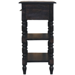 Artisan Furniture Heritage Black Single Drawer 2 Shelf Solid Wood Turned-Leg Side Table - thumbnail 4