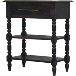Artisan Furniture Heritage Black Single Drawer 2 Shelf Solid Wood Turned-Leg Side Table - thumbnail 3