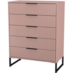 Crowndale Fluted 5 Drawer Kobe Pink Chest of Drawers Ready Assembled - thumbnail 4