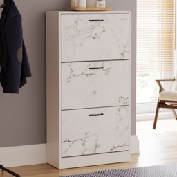 Vida Designs White Marble 3 Drawer Shoe Cabinet