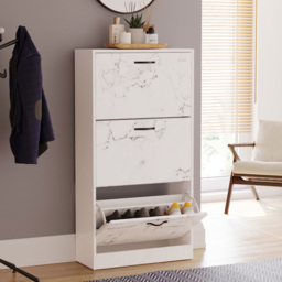 Vida Designs White Marble 3 Drawer Shoe Cabinet - thumbnail 4