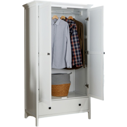 Home Source Bellevue White 2 Door Wardrobe with Hanging Rail - thumbnail 3