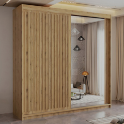 Sliding Wardrobes 4U Royal Oak 2 Door Minimalist Wide Mirrored Wardrobe 203cm