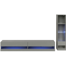 GFW Galicia 6 Shelf Grey Compact Wall Mounted LED Media Set - thumbnail 2