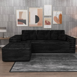 M N Furniture Smart 3 Seater Black Left Hand L-Shape Corner Sofa - thumbnail 1