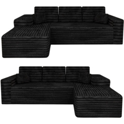 M N Furniture Smart 3 Seater Black Left Hand L-Shape Corner Sofa - thumbnail 2