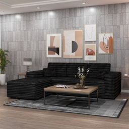 M N Furniture Smart 3 Seater Black Left Hand L-Shape Corner Sofa - thumbnail 4