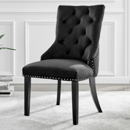 Furniturebox Kennsington Set of 2 Black Velvet Dining Chair - thumbnail 1