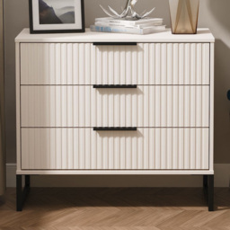 Crowndale Fluted 3 Drawer Kashmir Matt Chest of Drawers Ready Assembled - thumbnail 1