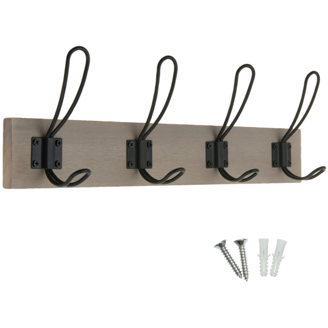 Headbourne Black and Grey Ash 4 Hook Coat Rail - image 1