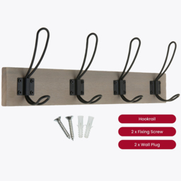 Headbourne Black and Grey Ash 4 Hook Coat Rail - thumbnail 3