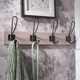 Headbourne Black and Grey Ash 4 Hook Coat Rail - thumbnail 2