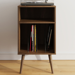 GFW Jaxon Warm Walnut 2 Shelf Open Turn Table Cabinet - thumbnail 1