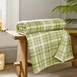 Deyongs Snuggle Touch Sage Check Pattern Throw 140 x 180cm - thumbnail 2