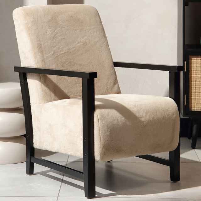 Desser Cheshire Black and Beige Fluff Fabric Accent Chair - image 1