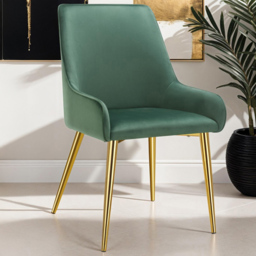 tectake Avane Green Velvet High Backrest Padded Dining Chair Set of 2