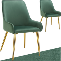 tectake Avane Green Velvet High Backrest Padded Dining Chair Set of 2 - thumbnail 2
