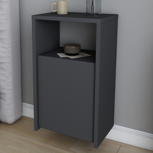 Decorotika Carlin Anthracite Single Door Single Shelf Bedside Table - image 1