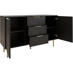 GFW Nervata Black 2 Door 3 Drawer Sideboard - thumbnail 4