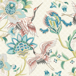 Origin Murals Cranes In Flight Blue Wall Mural - thumbnail 2