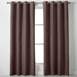 Alan Symonds Velvet Chenille Ring Top Eyelet Curtains Chocolate 142 x 183cm