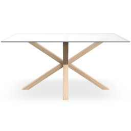 Furniture Online Etta 6 Seater Solid Oak Glass Dining Table - thumbnail 3