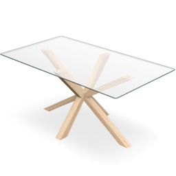 Furniture Online Etta 6 Seater Solid Oak Glass Dining Table - thumbnail 2