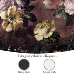 Grandeco Painted Flowers Burgundy 3 Lane Wall Mural - thumbnail 4