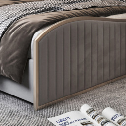 Brixton Grey Super King Size Velvet Upholstered Metal Bed Frame with Wave Headboard - thumbnail 4