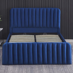 Kosy Koala Big Double Blue Velvet Ottoman Storage Bed
