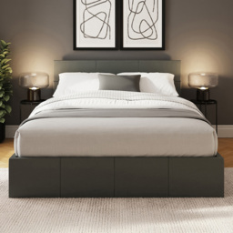 GFW Grey Double Hopsack Fabric End Lift Ottoman Bed with Memory Pocket Spring Mattress