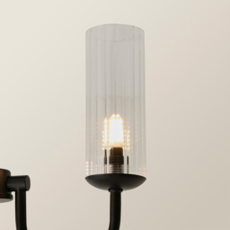 ValueLights Canya Clear Ribbed Shades 3 Way Matte Black Ceiling Light Chandelier with Bulbs - thumbnail 4