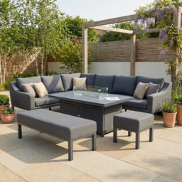 Malay Deluxe Ibiza 9 Seater Modular Dining Set Grey
