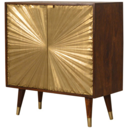 Artisan Furniture Manila Brown and Golden 2 Door Solid Wood Cabinet - thumbnail 4