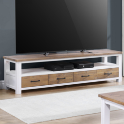 Baumhaus Splash of White 4 Drawer Large Widescreen TV Cabinet